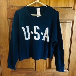 USA sweater! Cute Navy crop American patriotic sweatshirt women’s size XL!